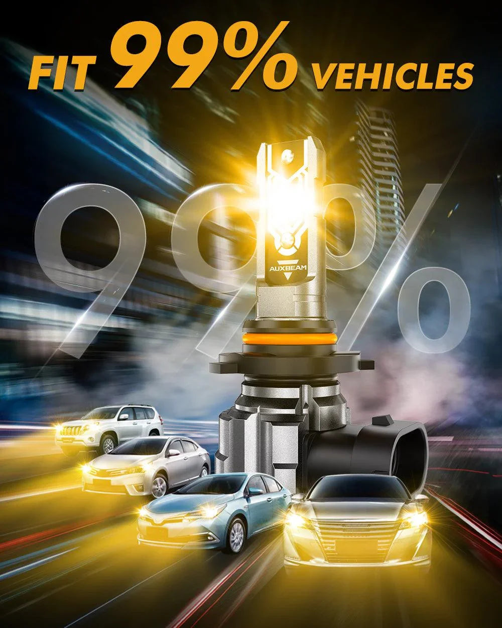 H10 9145 9140 HB3 LED Fog Light/DRL Bulbs 50W 10000LM 3000K Golden Yellow Q5 série – 2 ampoules – vue 6
