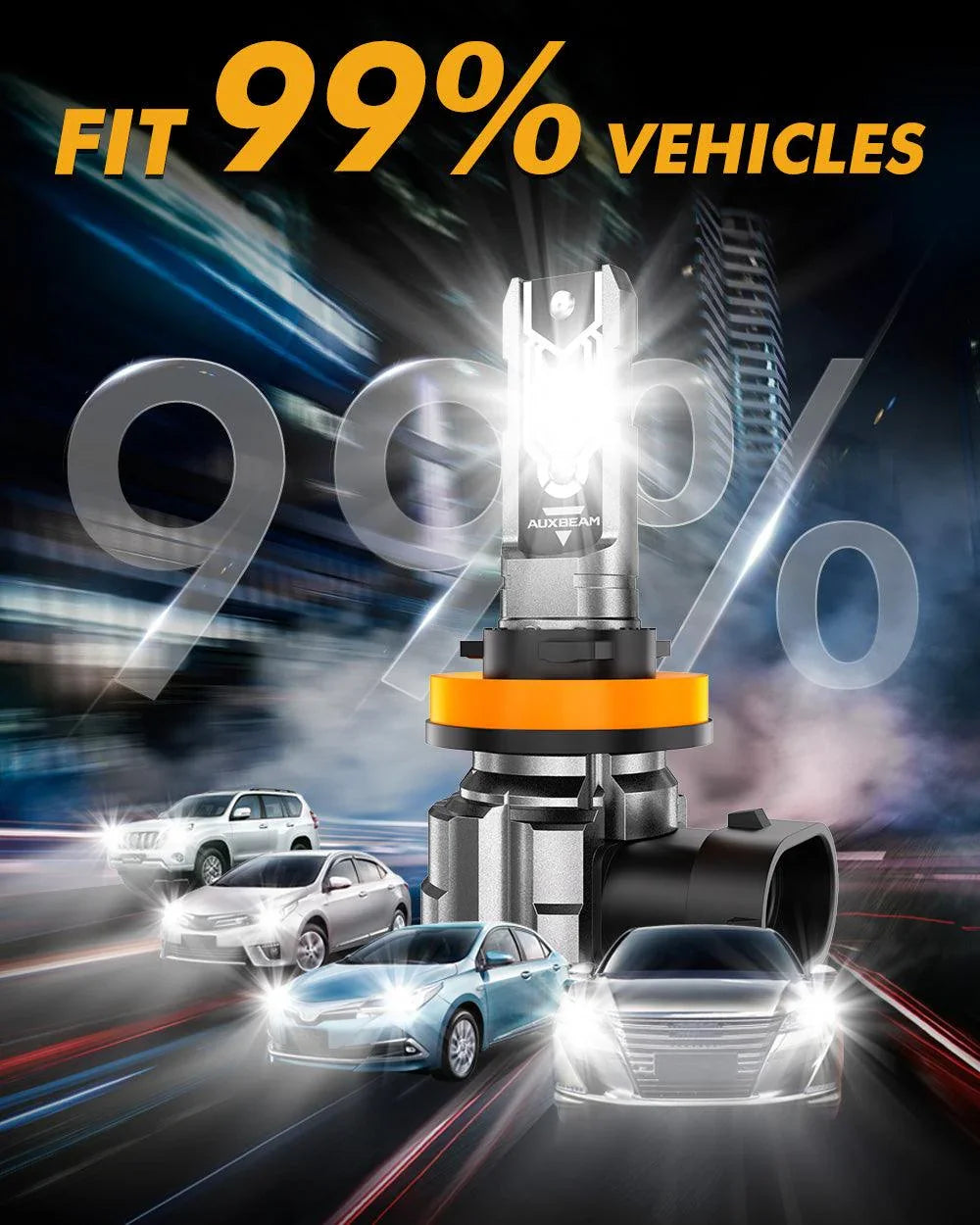 H11 H9 H8 H16JP LED FOG Light/DRL Bulbs 50W 10000LM 6500K blanc froid Q5 série – 2 ampoules – vue 6