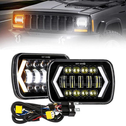 7×6″ phares LED à projecteur avec feux de route/croisement & anneau Halo DRL+H4 LED phare Brightness Intensifier faisceau
