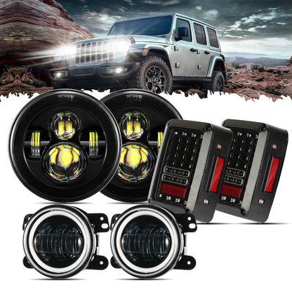 7″ LED phare de remplacement, 4″ LED antibrouillard & LED Smoke feu arrière Brake Reverse clignotant Lamp pour Jeep Wrangler
