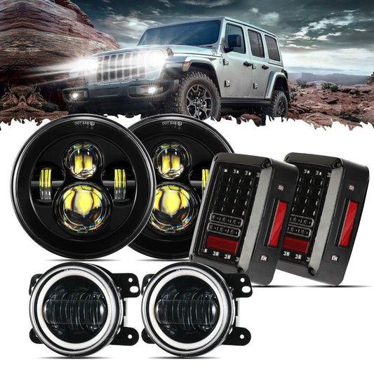 7'' LED Headlight Replacement, 4'' LED Fog Light & LED Smoke Tail Light Brake Reverse clignotant Lamp pour Jeep Wrangler JK