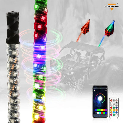 Lot de 2 3FT/4FT LED RGB fouets LED avec clignotant & feu stop, Bluetooth APP/ télécommande – vue 21 – NOVADOMIO