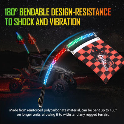 3FT/4FT RGB LED fouet LED avec commande Bluetooth + fouet LED supports de montage pour UTV, ATV, véhicule tout-terrain – vue