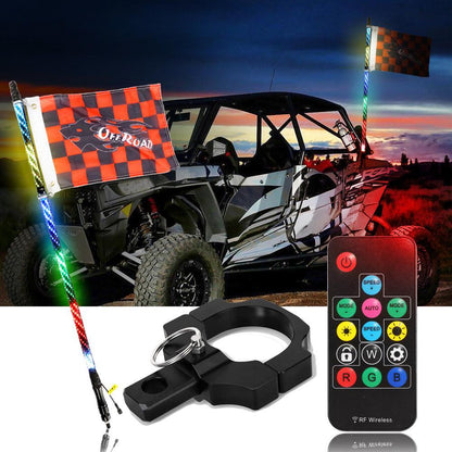 3FT/4FT RGB LED fouet LED avec télécommande+fouet LED supports de montage pour UTV, ATV, véhicule tout-terrain – NOVADOMIO