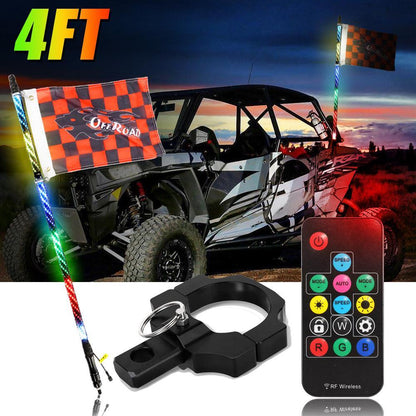 3FT/4FT RGB LED fouet LED avec télécommande+fouet LED supports de montage pour UTV, ATV, véhicule tout-terrain – vue 25