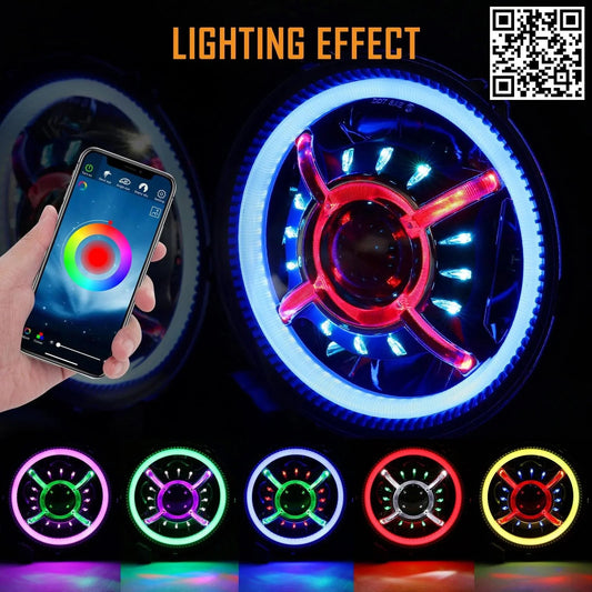 Lot de 2 9″ RGB phares de remplacement Bluetooth commande pour Jeep Wrangler JL JLU Sport Rubicon Sahara Gladiator JT 2019 2