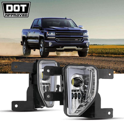 Lot de 2 45 W homologation DOT LED antibrouillards avec DRL pour 2016–2018 Chevrolet Silverado 1500 (noir/chromé) – vue 2