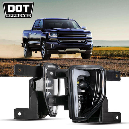 Lot de 2 45 W homologation DOT LED antibrouillards avec DRL pour 2016–2018 Chevrolet Silverado 1500 (noir/chromé) – NOVADOMIO