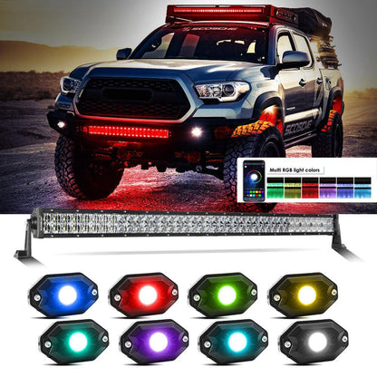 New 42″ V-PRO série droit RGBW couleurs changeantes tout-terrain Barres LED & RGB éclairage LED de soubassement kit Combo