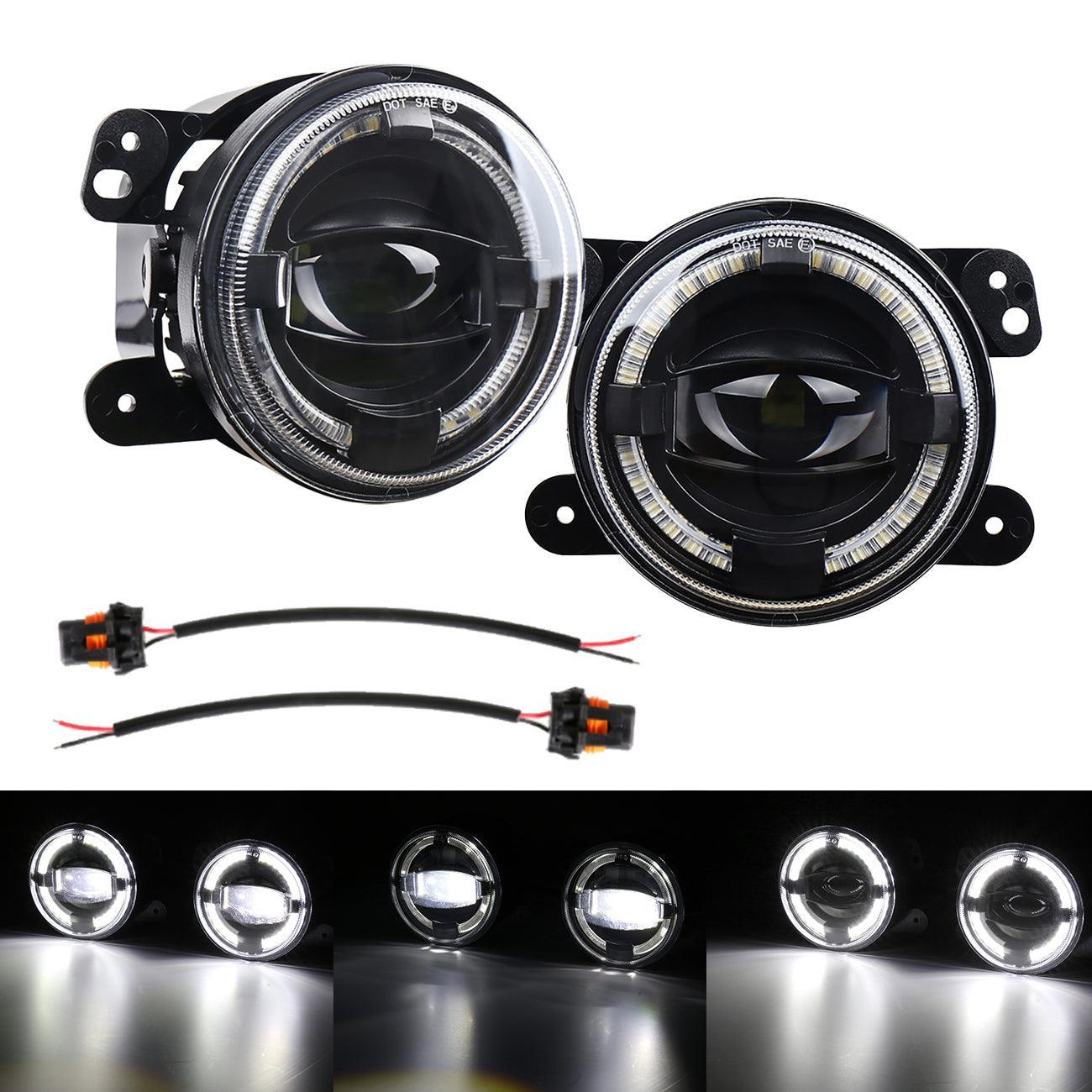 (2pcs/set) 4" 60W LED Fog Lights avec blanc Halo Ring DRL pour Jeep Wrangler JK/ Jeep Grand Cherokee/ Dodge