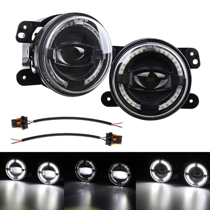 Lot de 2 4″ 60 W LED antibrouillards avec blanc anneau Halo DRL pour Jeep Wrangler JK/ Jeep Grand Cherokee/ Dodge – NOVADOMIO