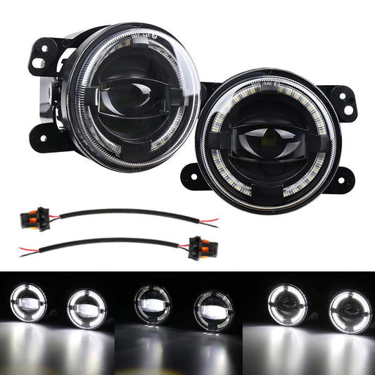 (2pcs/set) 4" 60W LED Fog Lights avec blanc Halo Ring DRL pour Jeep Wrangler JK/ Jeep Grand Cherokee/ Dodge