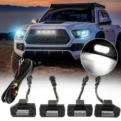 Lot de 4 LED avant feux de calandre lumière blanche pour Toyota Tacoma 2020–2021 TRD tout-terrain/TRD Sport (boîtier fumé)