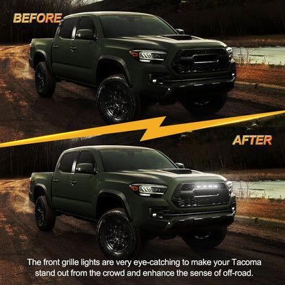 Lot de 4 LED avant feux de calandre lumière blanche pour Toyota Tacoma 2020–2021 TRD tout-terrain/TRD Sport (boîtier fumé)