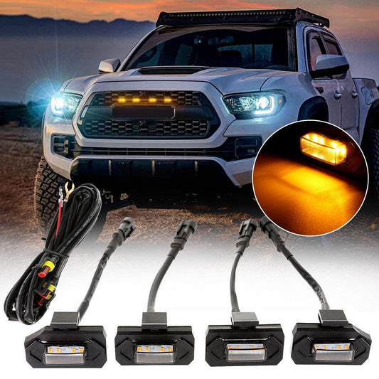 (4pcs/set) LED Front Grille Lights orange Light pour Toyota Tacoma 2020-2021 TRD Off Road/TRD Sport (Smoked Shell)
