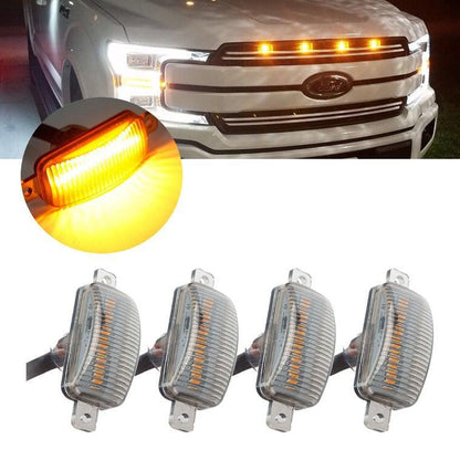 Lot de 4 LED avant feux de calandre de capot style Raptor orange éclairage pour pick-up tout-terrain SUV (orange Shell/