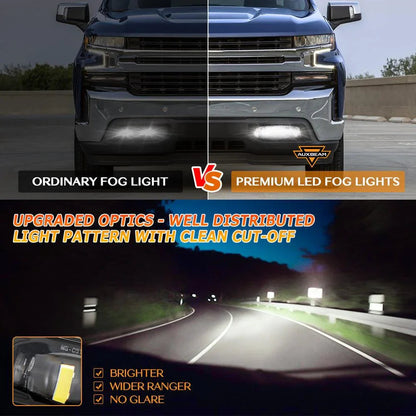 Lot de 2 60 W homologation DOT LED antibrouillards pour Chevrolet Silverado 1500/2500 1999 2000 2001 2002, 1500HD/2500HD/3500