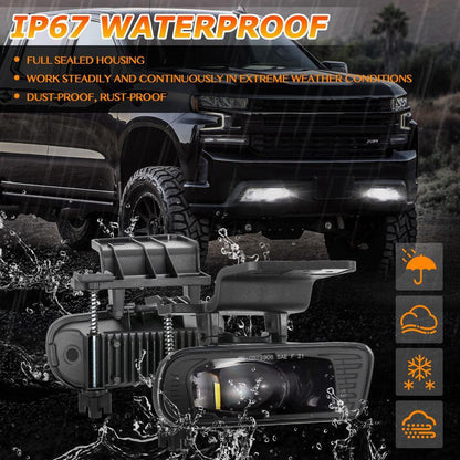 Lot de 2 60 W homologation DOT LED antibrouillards pour Chevrolet Silverado 1500/2500 1999 2000 2001 2002, 1500HD/2500HD/3500