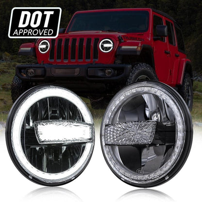Lot de 2 7″ 90 W homologation DOT phares LED avec anneau Halo DRL & High feux de croisement pour Jeep Wrangler JK TJ LJ CJ