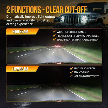 Lot de 2 7″ 90 W homologation DOT phares LED avec anneau Halo DRL & High feux de croisement pour Jeep Wrangler JK TJ LJ CJ