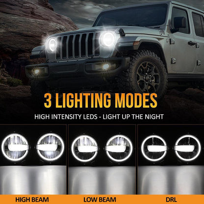 Lot de 2 9″ 120 W homologation DOT phares LED avec anneau Halo DRL & High feux de croisement pour 2018–2021 Jeep JL JLU