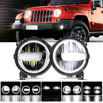 Lot de 2 9″ 120 W homologation DOT phares LED avec anneau Halo DRL & High feux de croisement pour 2018–2021 Jeep JL JLU