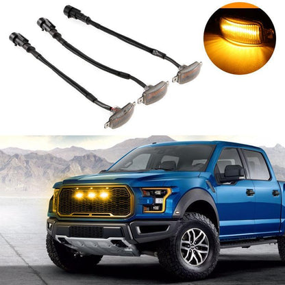 Lot de 3 LED avant feux de calandre style Raptor orange éclairage pour Ford F150 F250 F350 (orange shell/ boîtier fumé)
