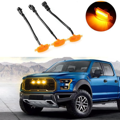 Lot de 3 LED avant feux de calandre style Raptor orange éclairage universel automobile Modification (orange shell/ boîtier