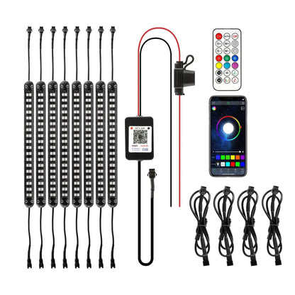 Magic Dream couleur RGB éclairage sous caisse LED Strip feux Kit avec Bluetooth APP & Télécommande sans fil avec fonction feu