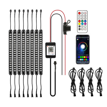 Magic Dream couleur RGB éclairage sous caisse LED Strip feux Kit avec Bluetooth APP & Télécommande sans fil avec fonction feu