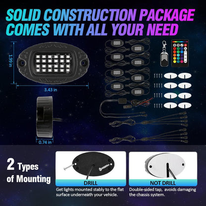 RGBW LED éclairages de soubassement Kit avec Bluetooth APP & Télécommande sans fil, Multicolor Neon éclairage sous caisse