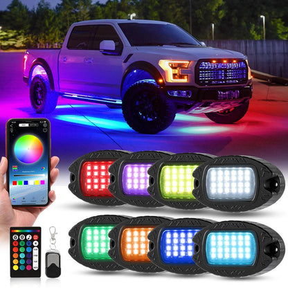 RGBW LED éclairages de soubassement Kit avec Bluetooth APP & Télécommande sans fil, Multicolor Neon éclairage sous caisse