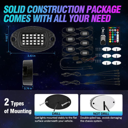 RGBW LED éclairages de soubassement Kit avec Bluetooth APP & Télécommande sans fil, Multicolor Neon éclairage sous caisse