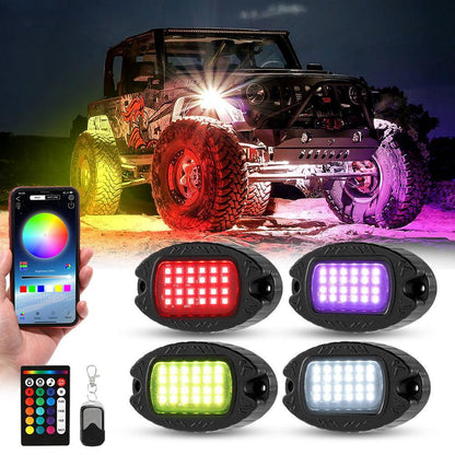 RGBW LED éclairages de soubassement Kit avec Bluetooth APP & Télécommande sans fil, Multicolor Neon éclairage sous caisse