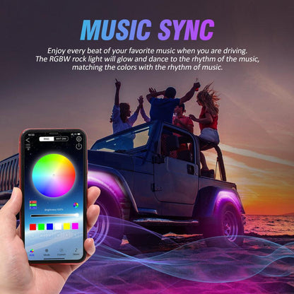 RGBW LED éclairages de soubassement Kit avec Bluetooth APP & Télécommande sans fil, Multicolor Neon éclairage sous caisse