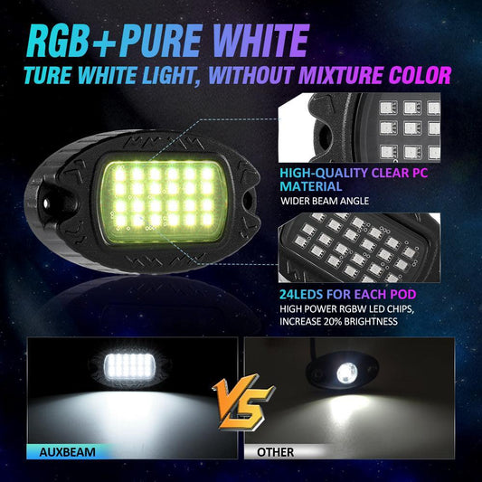 RGBW LED éclairages de soubassement Kit avec Bluetooth APP & Télécommande sans fil, Multicolor Neon éclairage sous caisse