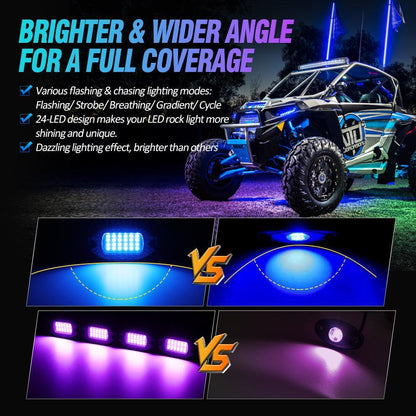 RGBW LED éclairages de soubassement Kit avec Bluetooth APP & Télécommande sans fil, Multicolor Neon éclairage sous caisse