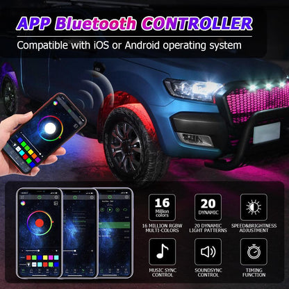 Magic Dream couleur RGB LED éclairages de soubassement Kit avec Bluetooth commande par application, Multicolor Chasing Neon