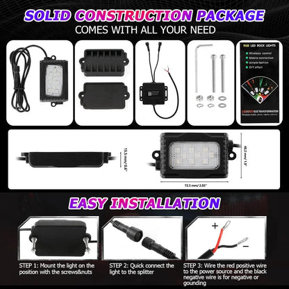 Magic Dream couleur RGB LED éclairages de soubassement Kit avec Bluetooth commande par application, Multicolor Chasing Neon