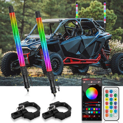 New 2.2FT LED RGB fouets LED avec clignotant & feu stop, Bluetooth APP/ télécommande – vue 9 – NOVADOMIO