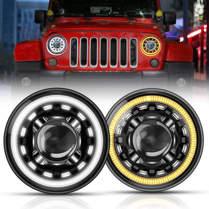 Starlight Flow série 7″ 135 W homologation DOT phares LED avec DRL&clignotant High feux de croisement pour Jeep Wrangler JK