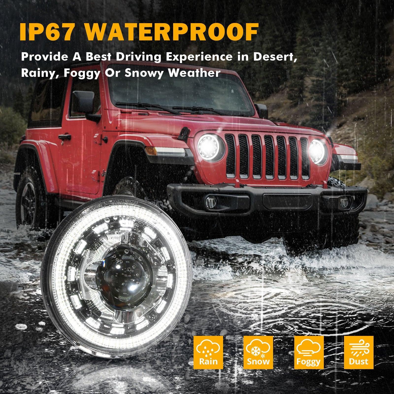 Starlight Flow série 7 Inch 135W DOT Approved LED Headlights avec DRL&clignotant High Low Beam pour Jeep Wrangler JK TJ LJ C…