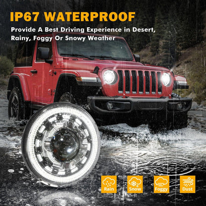 Starlight Flow série 7″ 135 W homologation DOT phares LED avec DRL&clignotant High feux de croisement pour Jeep Wrangler JK