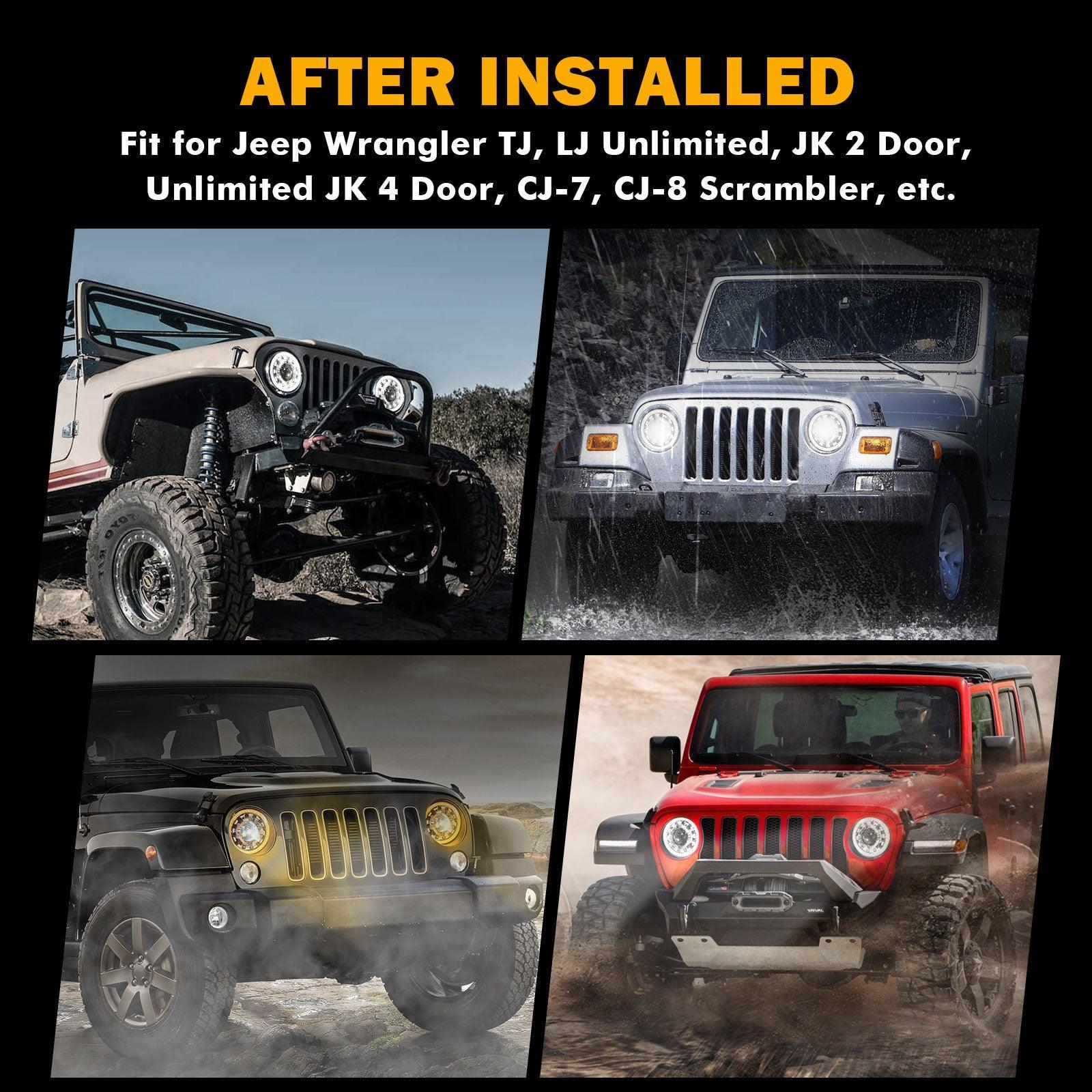 Starlight Flow série 7 Inch 135W DOT Approved LED Headlights avec DRL&clignotant High Low Beam pour Jeep Wrangler JK TJ LJ C…