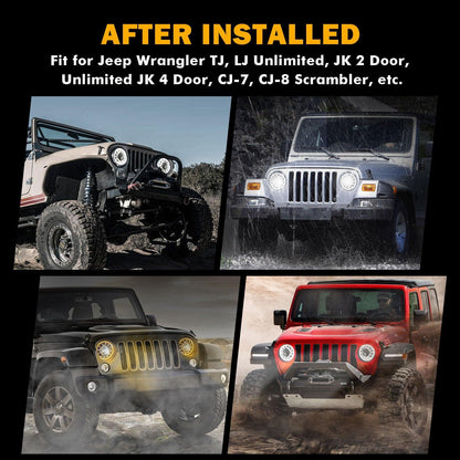Starlight Flow série 7″ 135 W homologation DOT phares LED avec DRL&clignotant High feux de croisement pour Jeep Wrangler JK