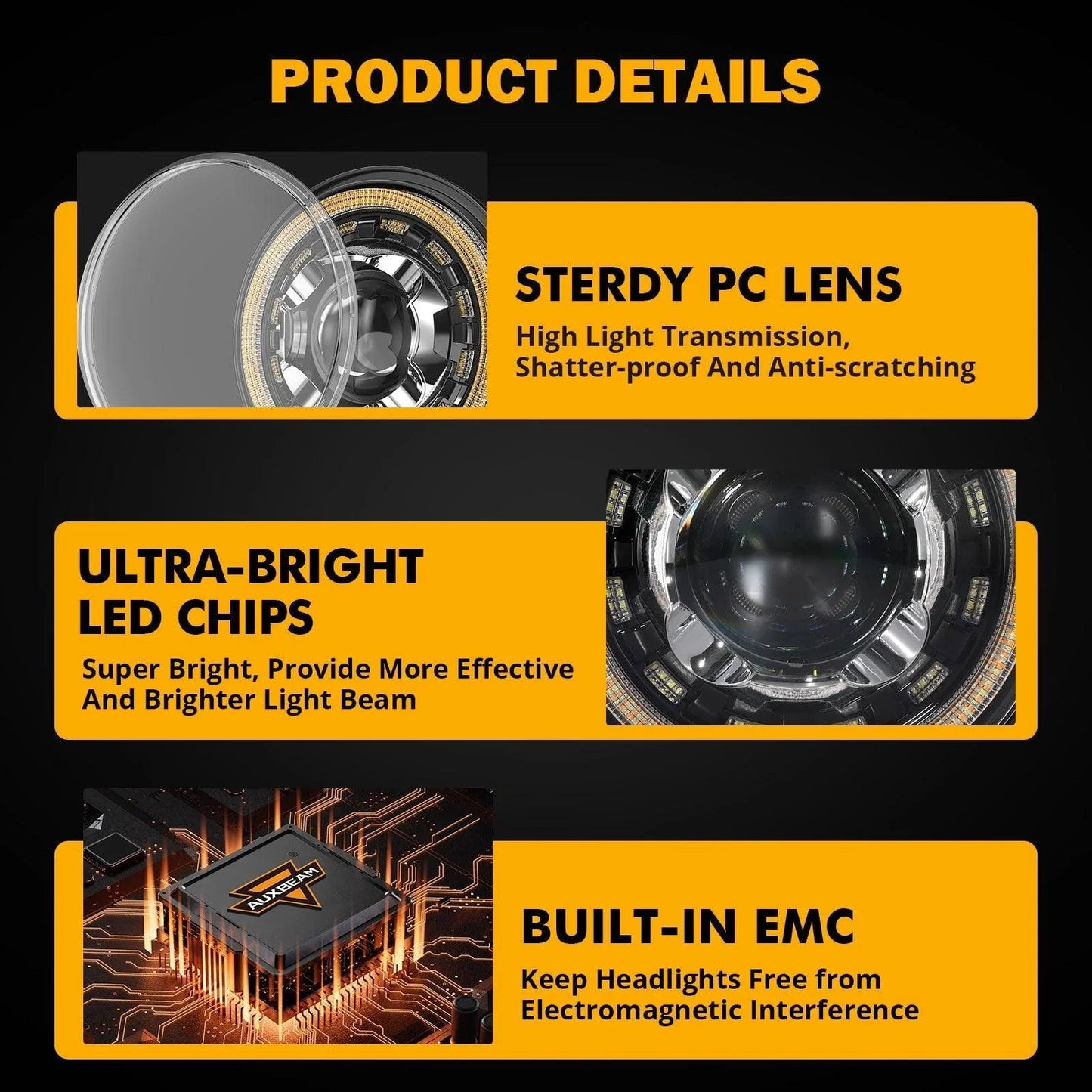 Starlight Flow série 7 Inch 135W DOT Approved LED Headlights avec DRL&clignotant High Low Beam pour Jeep Wrangler JK TJ LJ C…