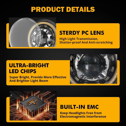 Starlight Flow série 7″ 135 W homologation DOT phares LED avec DRL&clignotant High feux de croisement pour Jeep Wrangler JK