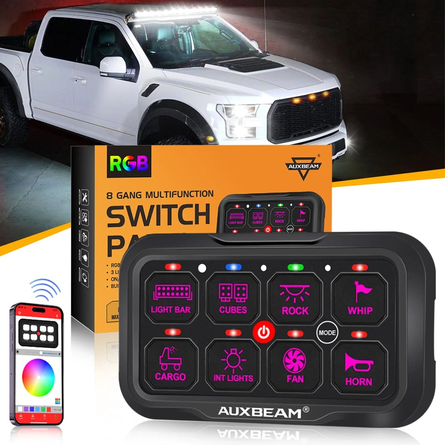 AR-800 Multifunction RGB panneau de commande avec Bluetooth Controlled & 47 Inch Extension Cable(Optional) pour FORD F150 F2…