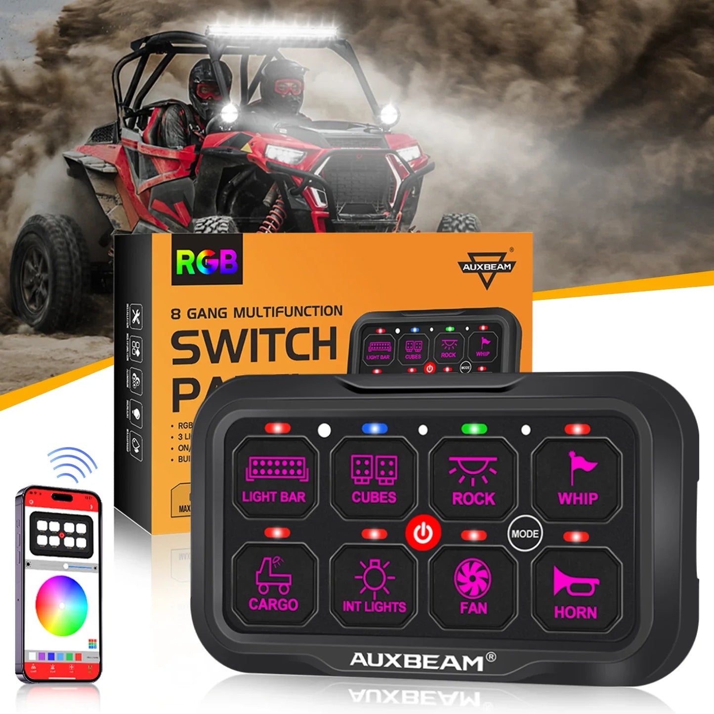 AR-800 Multifunction RGB panneau de commande avec Bluetooth Controlled & 47 Inch Extension Cable(Optional) pour Polaris RZR…