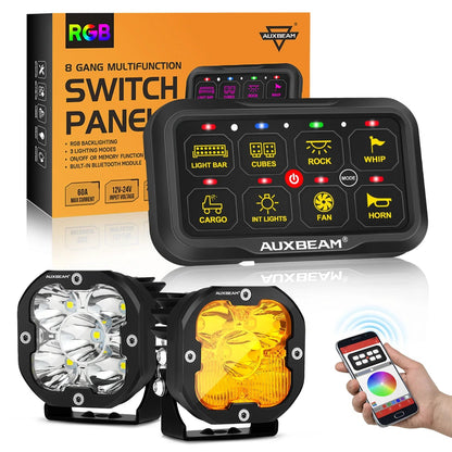 AR-800 RGB panneau de commande + 3″ projecteurs LED compacts avec blanc&jaune Cover – NOVADOMIO